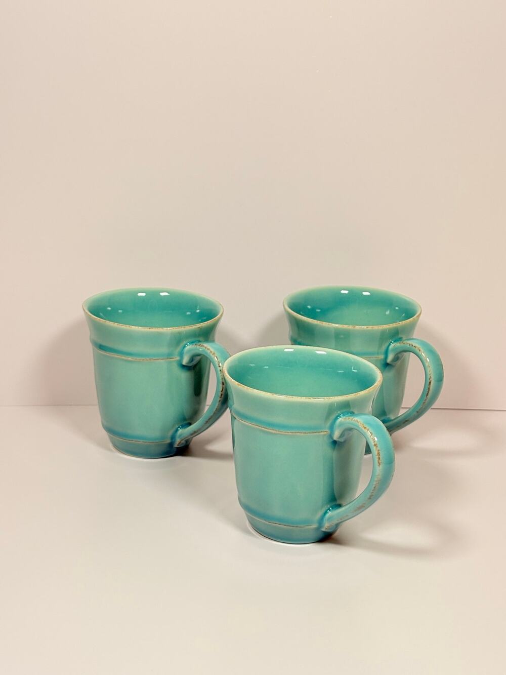 Pottery Barn “Cambria Turquoise” Mugs ~ Set of 3 ~ Read Description